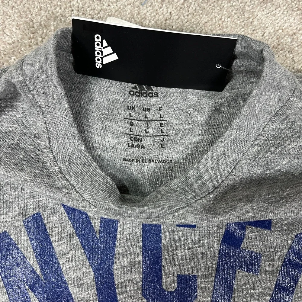 Adidas Mens Large‎ Gray New York City FC Long Sleeve Soccer Performance Tee NWT